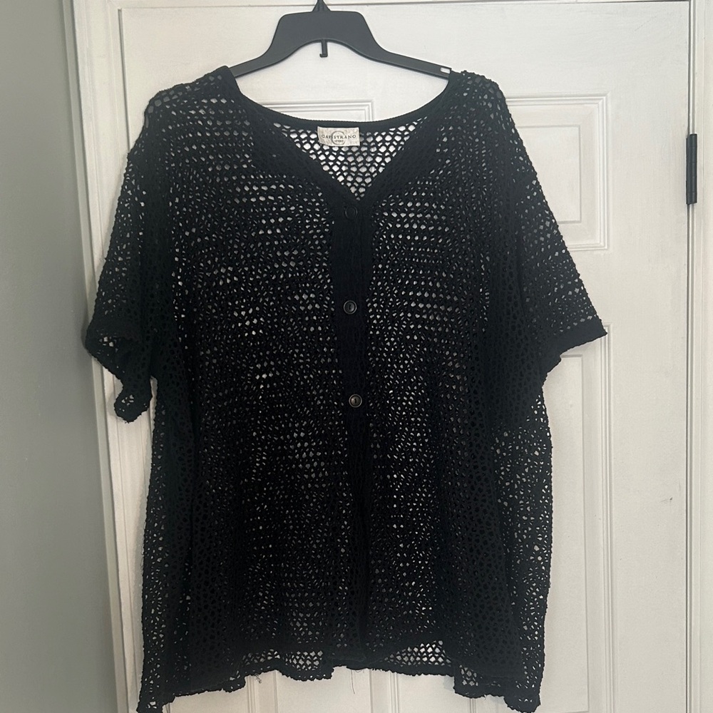 Black Crochet Swim Coverup